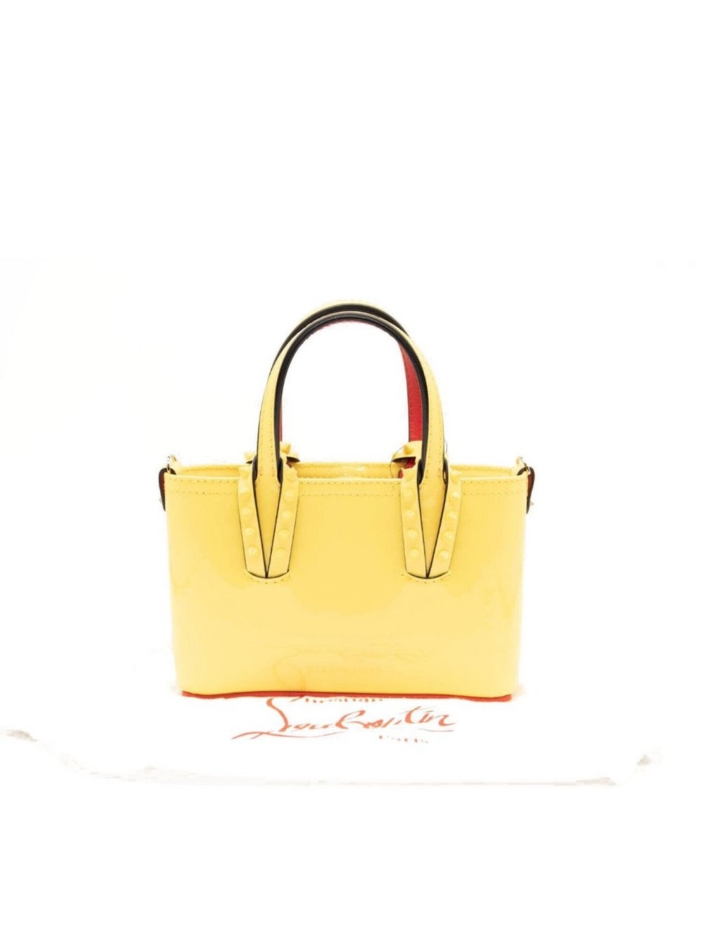 Christian Louboutin Nano Cabata East/West Leather Tote Yellow NWT